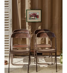Lot de 4 chaises en métal marron Alma N°1574- Produit chiné Debongout