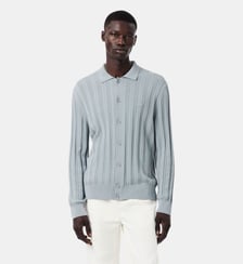 Cardigan col polo côtelé fluide Lacoste