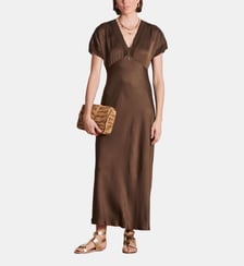 Robe longue cintrée en satin La Fée Maraboutée