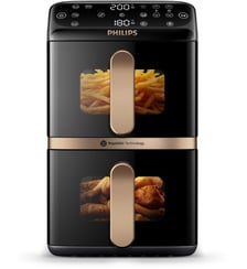 Airfryer NA462/70 Friteuse sans huile Vertical Duo Noir/Cuivre, Série 4000 10L (5+5L) Philips