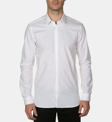 Chemise slim fit en popeline petit col BLANC Atelier Privé