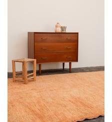 Tapis orange en laine naturelle Olivier N°15- Produit chiné Debongout