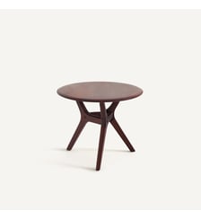 Table basse ronde en noyer massif, diamètre 50 cm AM.PM