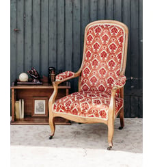 Fauteuil bordeaux au style Louis XV Ernest N°1061- Produit chiné Debongout