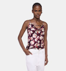 Top à motif floral en satin de soie Rabanne