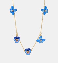 Collier fin violette, pensée et perles dorées Les Néréides