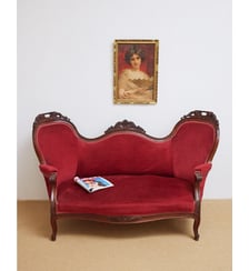 Banquette double en tissu Martine N°62- Produit chiné Debongout