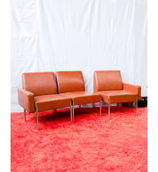 Banquette en skaï marron Clara N°156 - Produit chiné Debongout