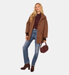 Manteau En Laine Mélangée Motif Pied-De-Poule Celia Maison 123