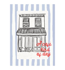 Poster Jolly and Dash - Cafe Kind of Day on Blue Stripes Poster & Frame