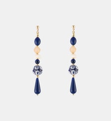 Boucles d'oreilles longues perles fantaisie bleu Balaboosté