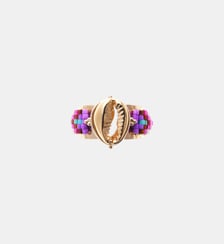 Bague réglable cabochon coquillage et perles tissées ZENITH Hipanema