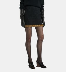 Jupe courte à galon brodé en tweed Balmain