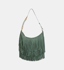 Sac Ébène Hobo Large en cuir suédé à franges Balmain