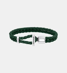 Bracelet double vert et argent en cuir Thomas Sabo