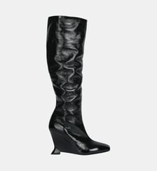 Bottes wedge en cuir verni froissé Balmain