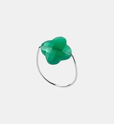 Bague, agate verte, or blanc Morganne Bello