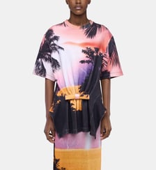T-shirt structuré en coton imprimé orage Rabanne
