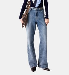 Jean large avec boucles en cuir Maje