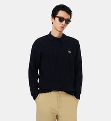 Pull torsadé en laine col rond Lacoste