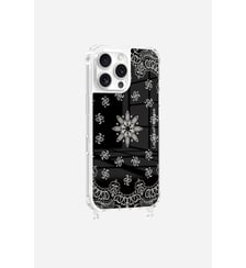 Coque de téléphone glossy bandana noir avec anneaux pour iPhone 16 Pro Max La Coque Française