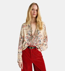 Chemisier oversize pitanga bis en satin de viscose imprime place Momonì