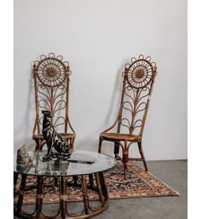 Lot de 4 chaises en bambou et rotin Emmanuel N°33- Produit chiné Debongout