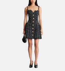 Robe en tweed à bretelles en chaîne Balmain