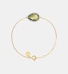 Bracelet, quartz olive, diamants, or jaune Morganne Bello