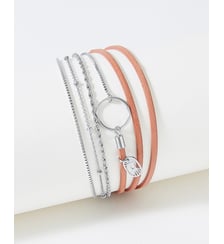 bracelet cuirs et chaines Clover Acajou Flowers for Zoe