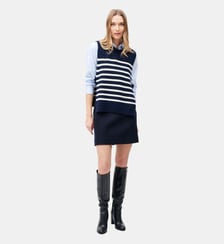 Poncho hevy - Motif rayures - Laine rws - Coupe droite Caroll