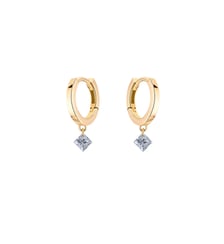 Mini Créoles 360° - 2 diamants princesse, poids total 0,20ct approx.  - Or jaune 750‰ La Brune & La Blonde