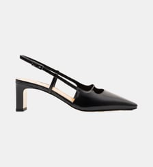 Samar - Slingback En Cuir Nappa Verni Souple Noir Parallèle