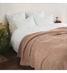 Couvre-lit coton et lin, DECO ESPRIT NID D'ABEILLE Blanc Cerise