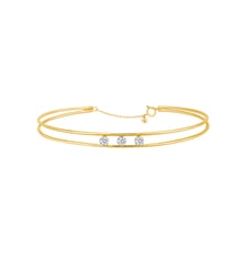Bracelet Double Jonc - 3 diamants, poids total 0,30ct approx. - Or jaune 750‰ La Brune & La Blonde