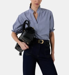 Blouse rayée à volants en popeline -  CLEE Gerard Darel