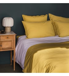 Housse de couette en percale de coton lavé, DUO LAVÉ Blanc Cerise