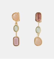Boucles d'oreilles clips - 3 cabochons roses et verts Balaboosté