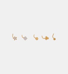 Set de 5 piercings nez doré en argent garanti et zircon Balaboosté