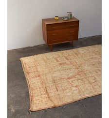 Grand tapis orangé en laine Olivier N°39- Produit chiné Debongout