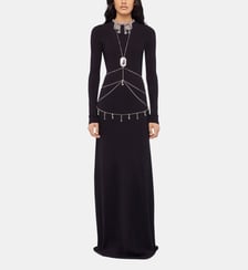 Robe longue dos nu en maille brodée Rabanne