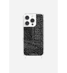 Coque de téléphone glossy léopard gris avec anneaux pour iPhone 16 Pro Max La Coque Française