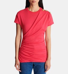 T-shirt drapé avec boutons Balmain