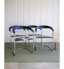 Lot de 4 fauteuils en chrome Jakob N°1397- Produit chiné Debongout