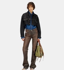 Veste trucker cropped oversize en rinse denim Diesel