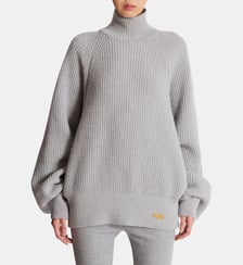 Pull en maille côtélée à col montant Balmain