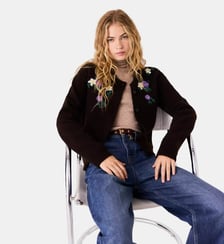 Cardigan avec broderies florales Maje