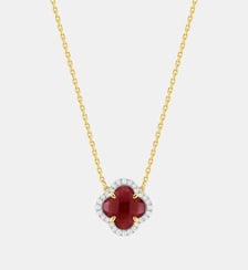 Collier, mini quartz rouge, diamants, or jaune Morganne Bello