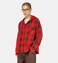 Chemise à capuche effet usé en flanelle à carreaux Diesel