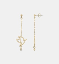 Boucles d'oreilles pendantes L'Hirondelle en Plaqué Or avec diamant blanc La Garçonne Diamant